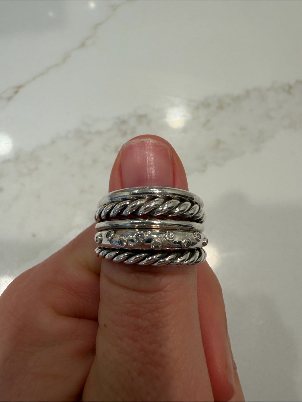 David Yurman Pure Form Wide Ring with Diamonds